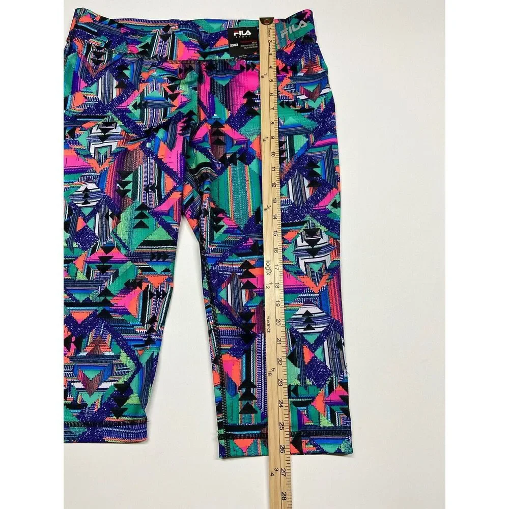 Fila Sport Run Capri Skimmer Mid Rise Leggings‎ - NWT Tribal Aztec Design Large